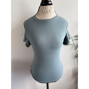 SKIMS Soft Lounge Ribbed T Shirt Blue Short Sleeve Crew Neck Women's L G